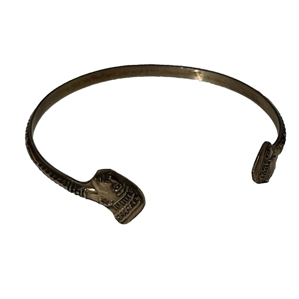 Solid Brass Egypt Nefertiti, Africa Ankh Piece Open Cuff Bangle Bracelet Kids 2”